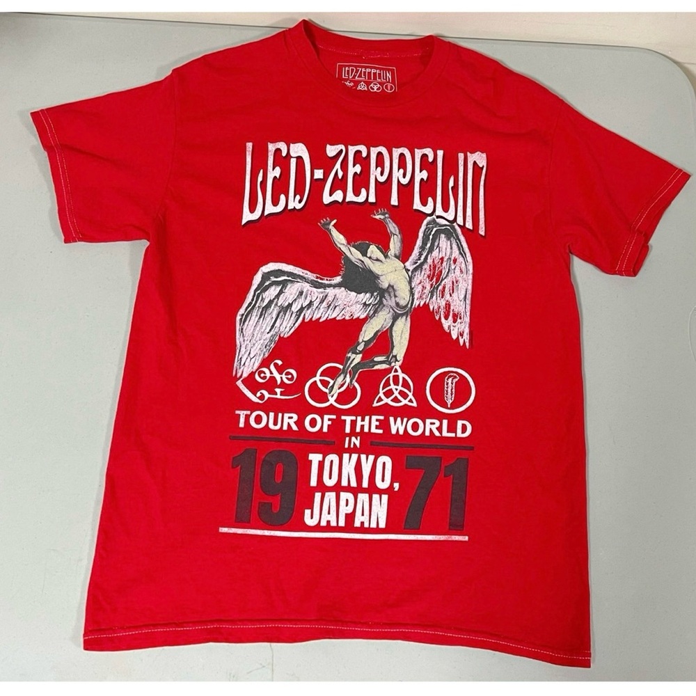 Red Led Zeppelin Graphic Short Sleeve Band Tee T-Shirt Top Size S 🎸✨ #bandtee